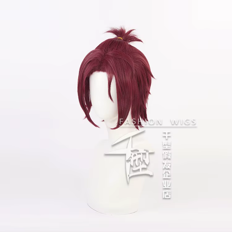 Ensemble Stars Cosplay Isara Mao Perruque, Trickstar Rouge Foncé, Frange Courte au Milieu, Idol Roleplay, Cheveux Synthétiques