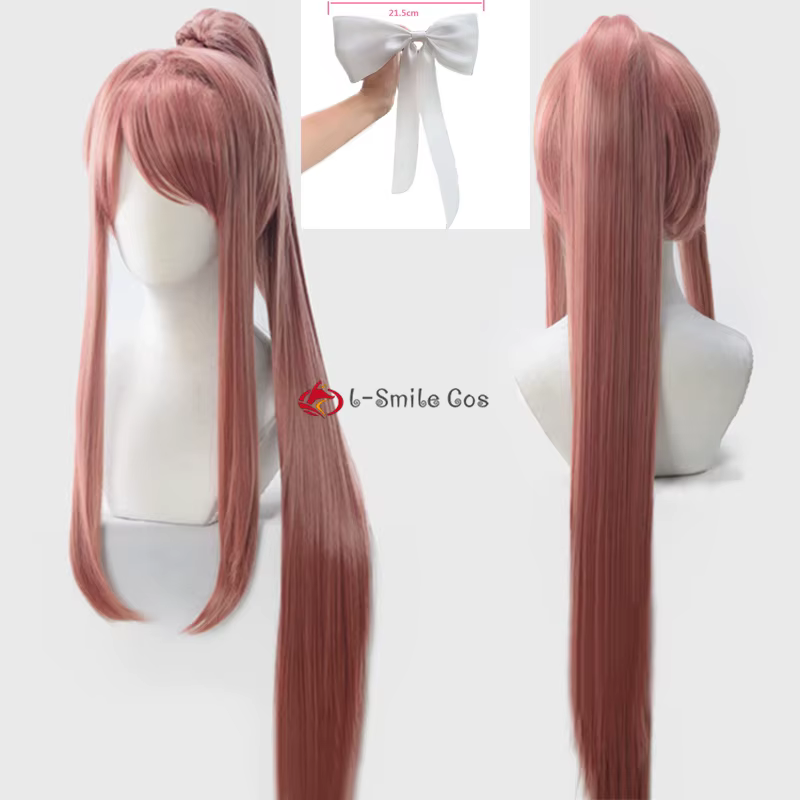 Monika-Perruque Cosplay DDLC avec Queue de Cheval Longue de 100cm