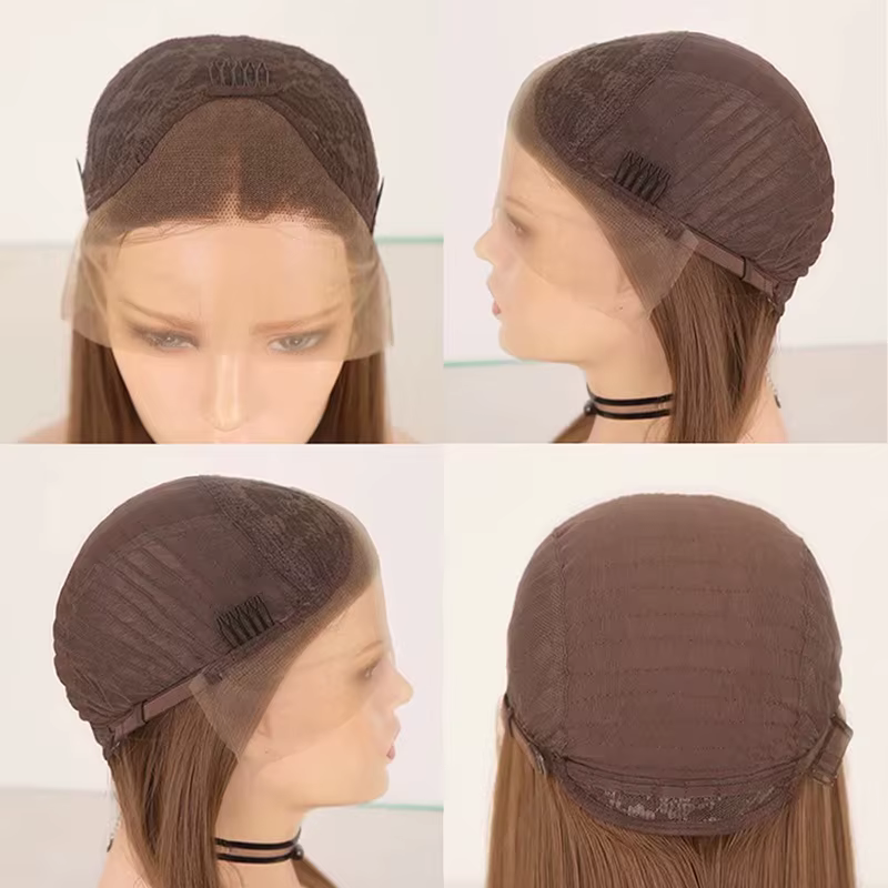 AIMEYA – perruque Lace Front wig synthétique ondulée brune