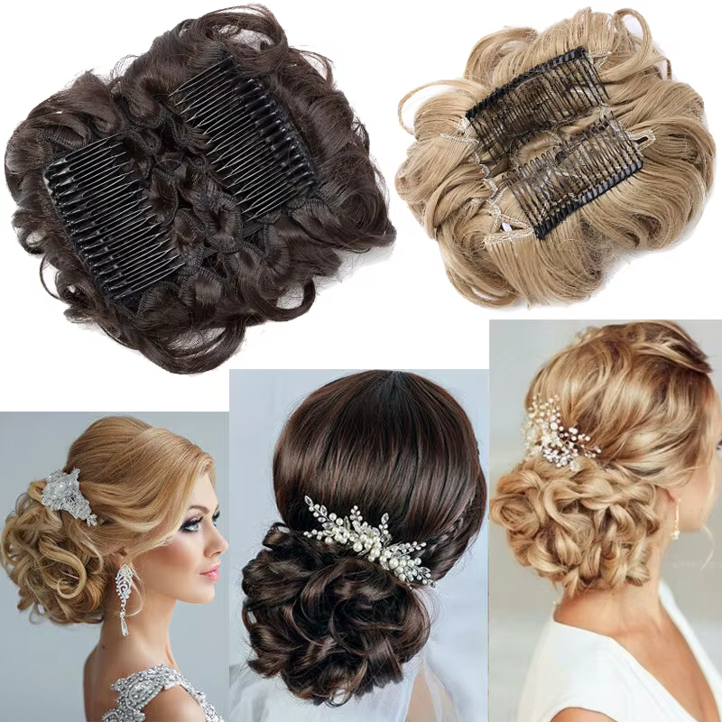 BENEHAIR cheveux synthétiques Chignon brun blond bouclés