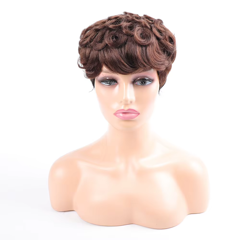 Perruques courtes pour femmes cheveux bouclés coupe courte perruque synthétique de haute qualité Afro femme artificielle faux Extensions d'usine originales
