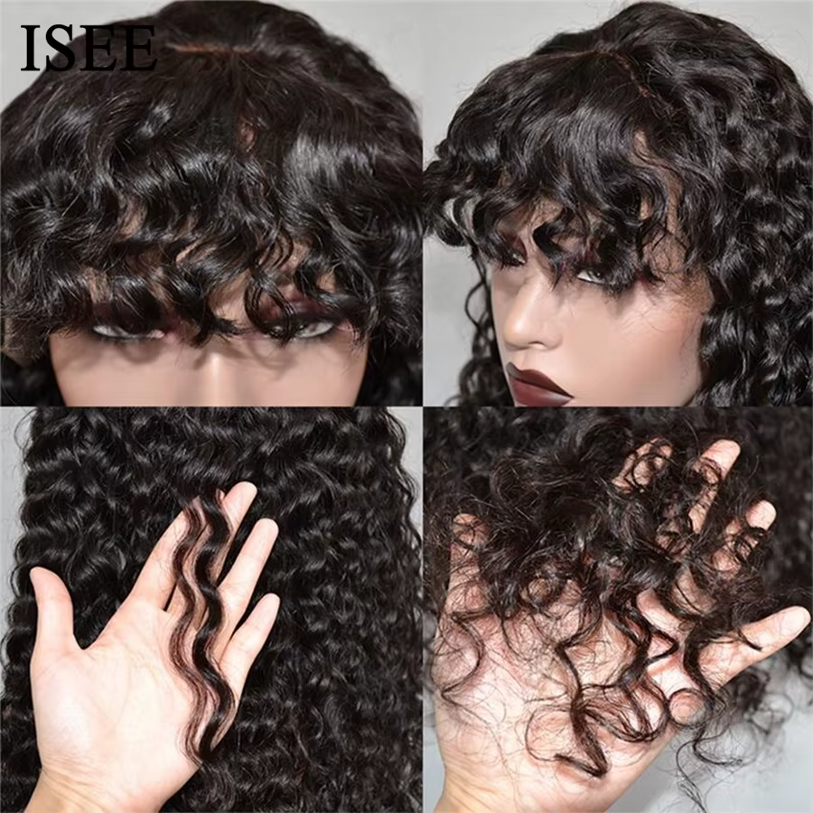 ISEE HAIR-Perruque Bob courte cousue avec frange pour femme