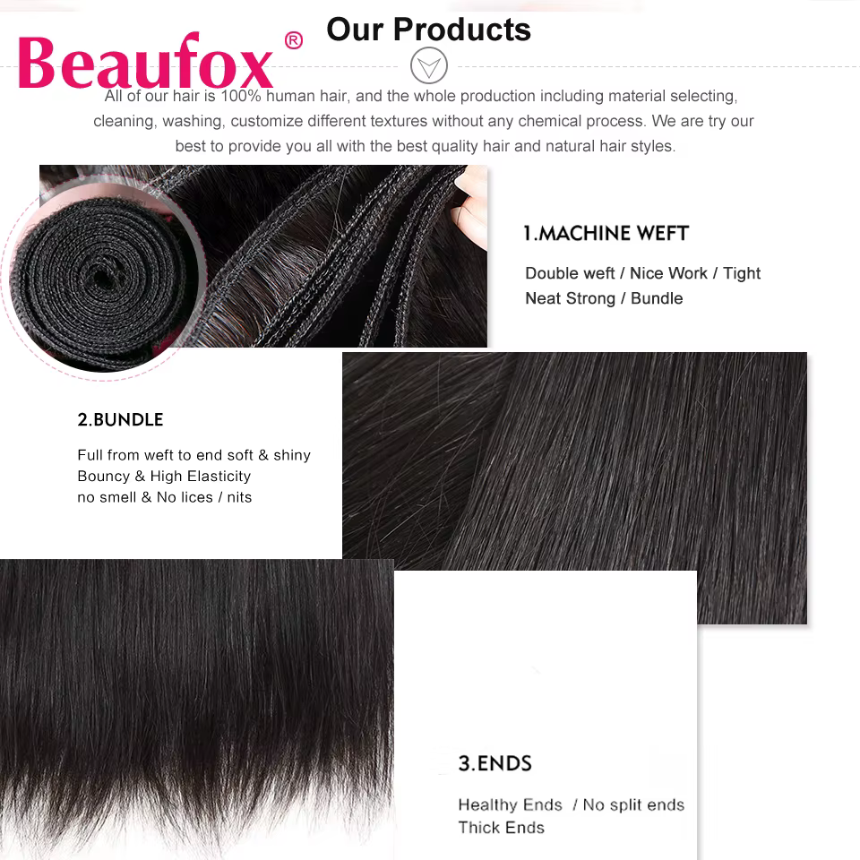 Beaufox cheveux péruviens paquets droit