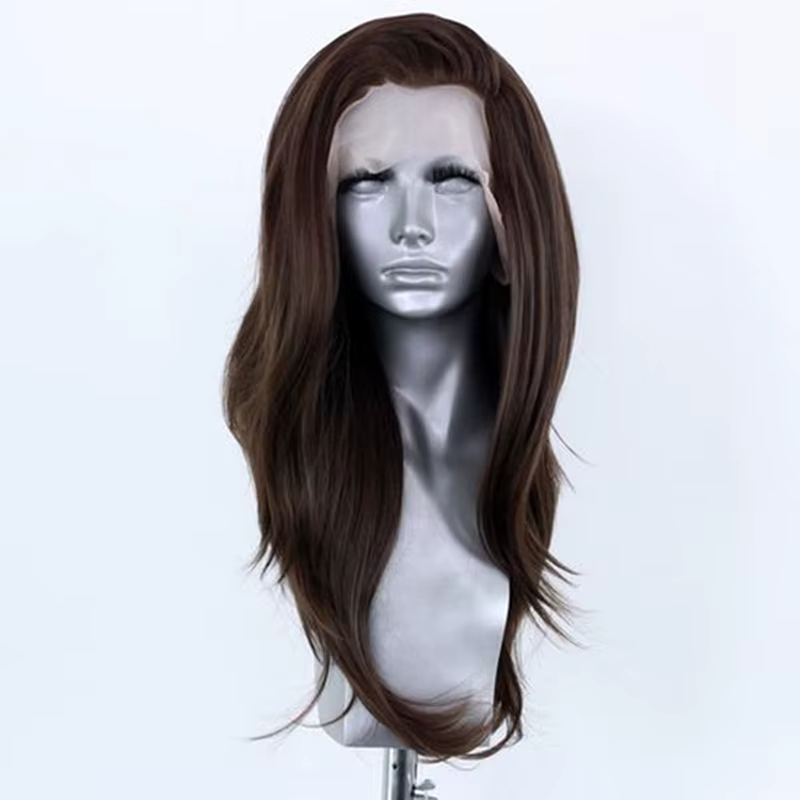 Perruque Lace Front Wig Synthétique Brun Foncé