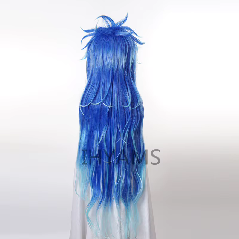 Idia Shroud perruque Cosplay Hercules Hades cheveux synthétiques Halloween hommes femmes unisexe jeu de rôle mixte bleu longue perruque + bonnet de perruque