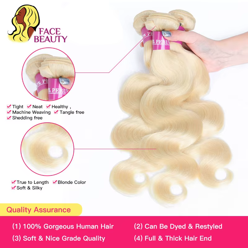 Tissage en lot brésilien naturel Remy Body Wave blond 613