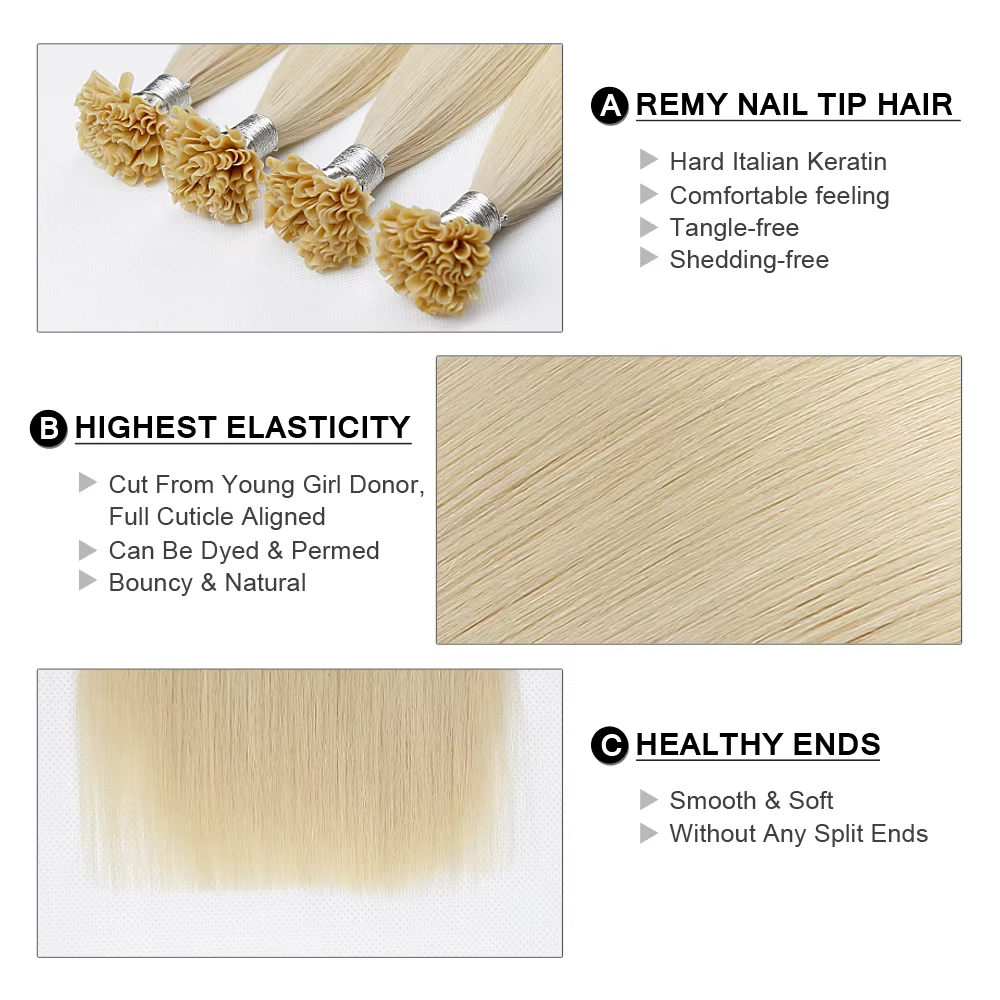 Nail U Tip Real Remy Human Natural Extensions