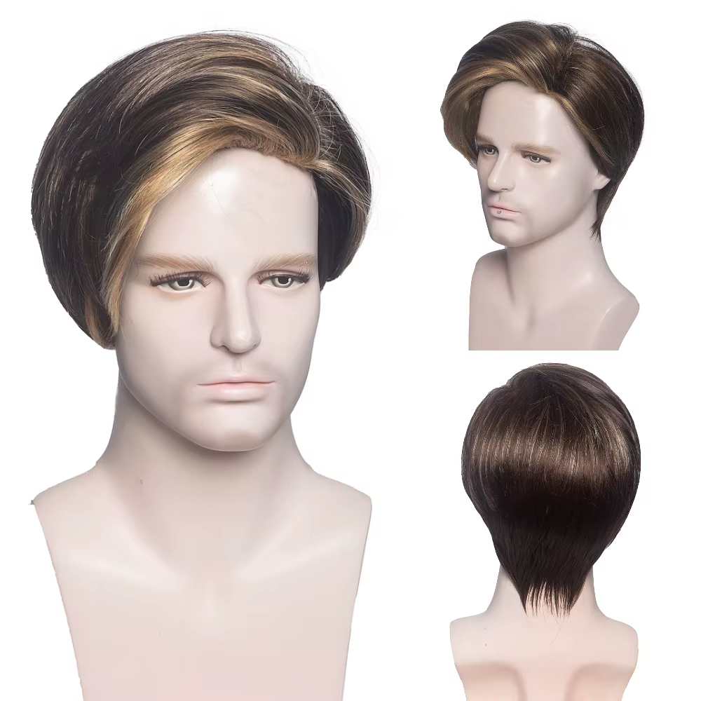 MSIWIGS – perruque synthétique courte et lisse pour hommes