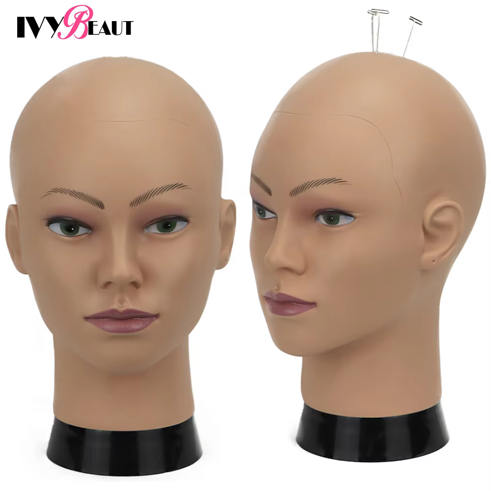 Tête de formation de Mannequin chauve femme grande taille 22 pouces sans