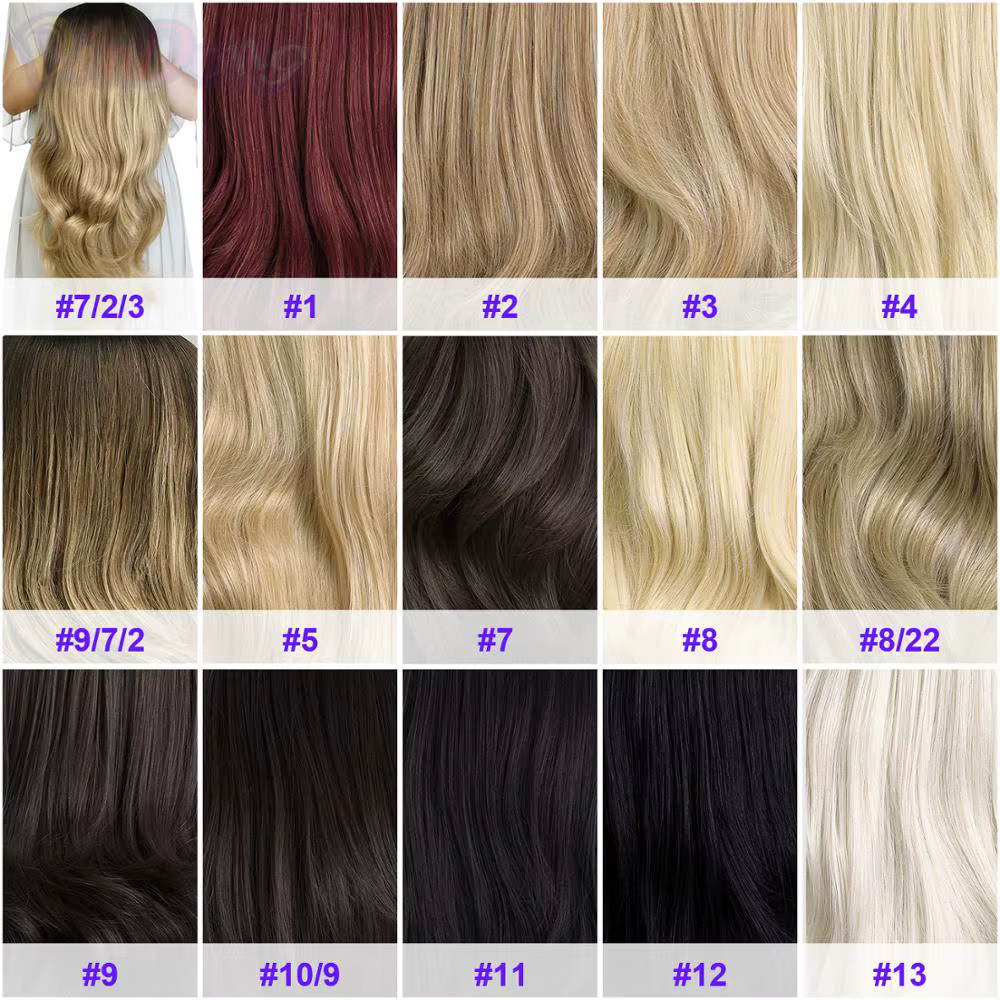 DinDong Demi Perruque Synthétique Ondulée pour Femmes, Extension à Clipser dans Cheveux, Peigne, sur Tête en Maille, 3/4, 24 Pouces, 60 cm
