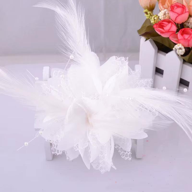Plume fleur pince à cheveux perle Corsage mariée mariage