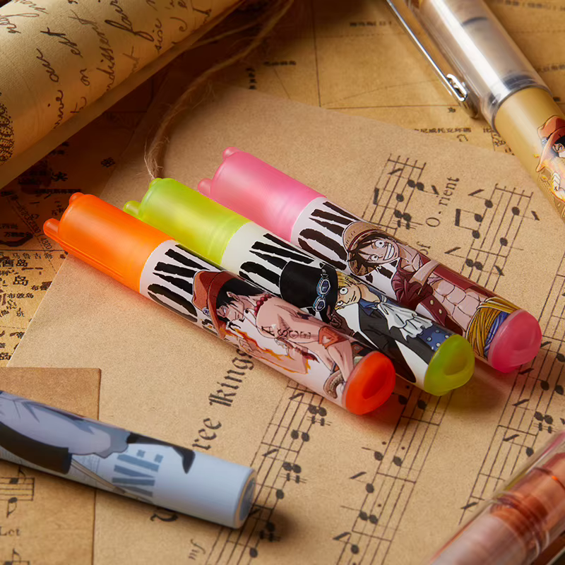 Stylo surligneur à Fluorescence 6 couleurs, marque d'art de la série dessin animé, papeterie scolaire et de bureau, petit Mini dessin peinture kawaii