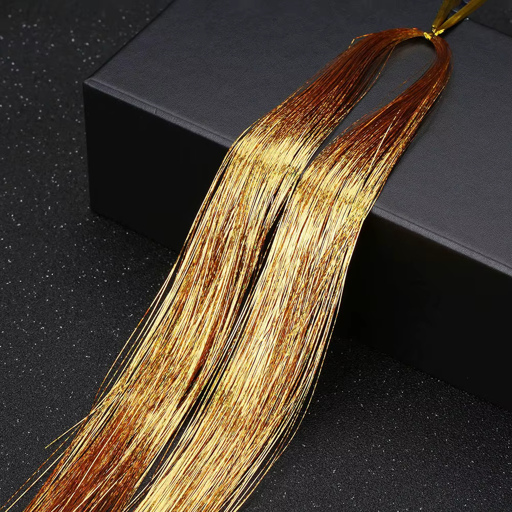Hip-Hop coloré Bling Extension de cheveux accessoires Laser or brillant fil métallique Extensions
