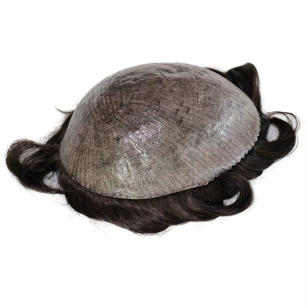 Prothèse capillaire pour homme en cheveux naturels, la moins chère, avec ligne de cheveux naturelle, micro-peau, système complet en peau fine, robuste et durable