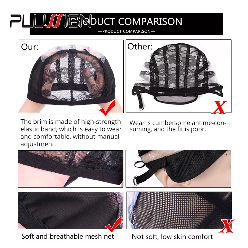 Bonnet de perruque en filet ventilé (1 pièce) avec 2 peignes
