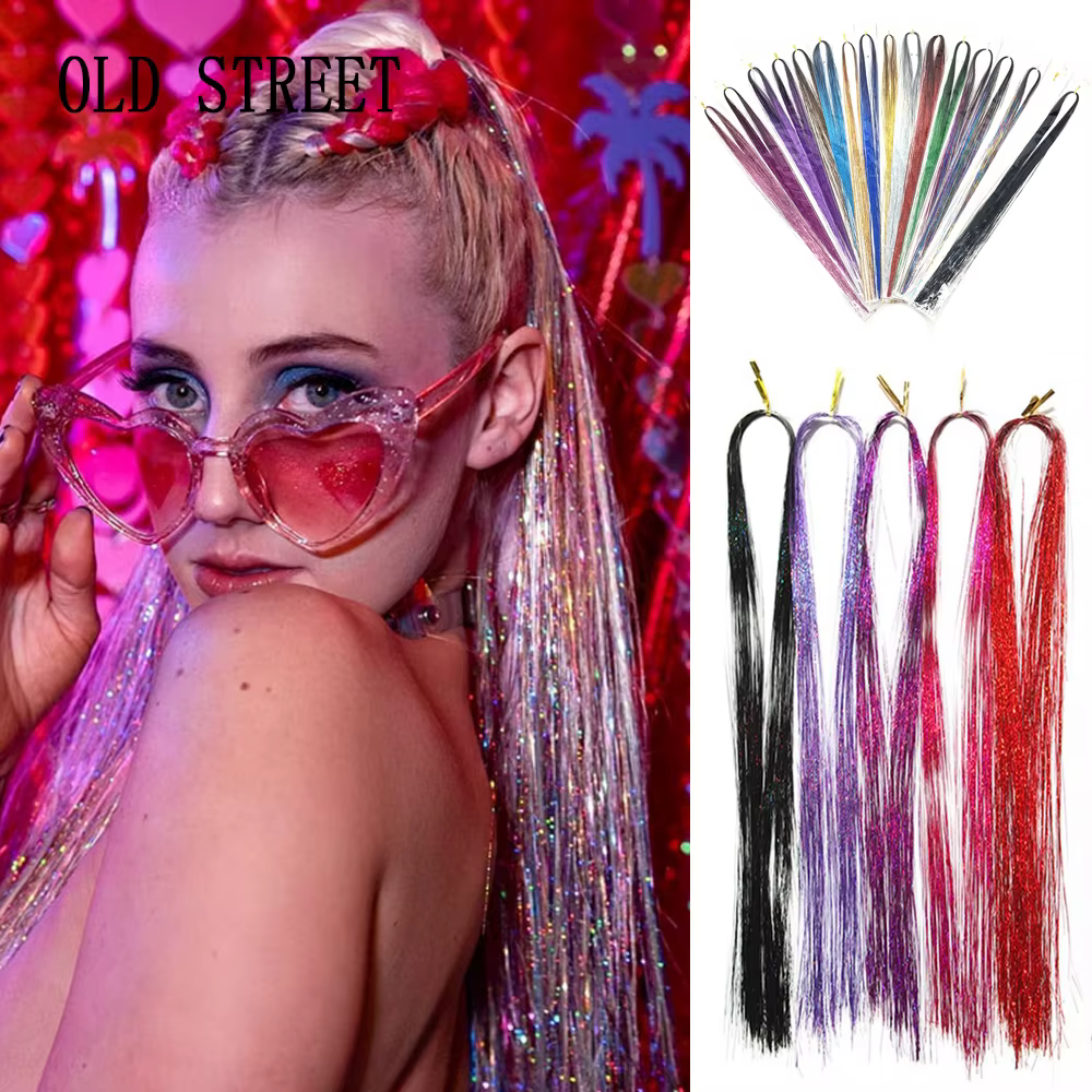 Mèches de cheveux synthétiques scintillantes