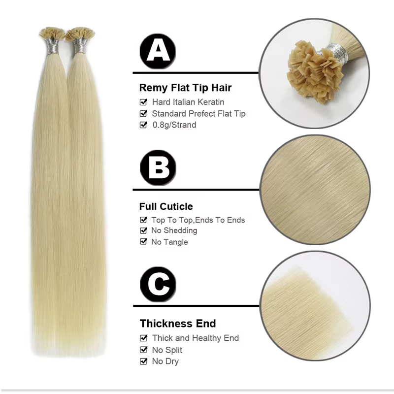 Brian KerktHair-Extensions de cheveux à pointe plate, cheveux humains non remy raides, 18 pouces, 20 pouces, 22 pouces, 24 pouces, 1.0g par brin, ktPre Bonded #60