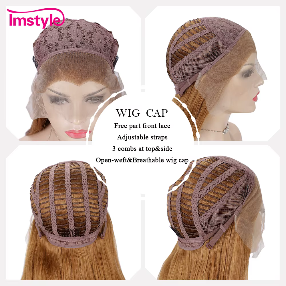 Imstyle – perruque Lace Front Wig synthétique ondulée Blonde dorée