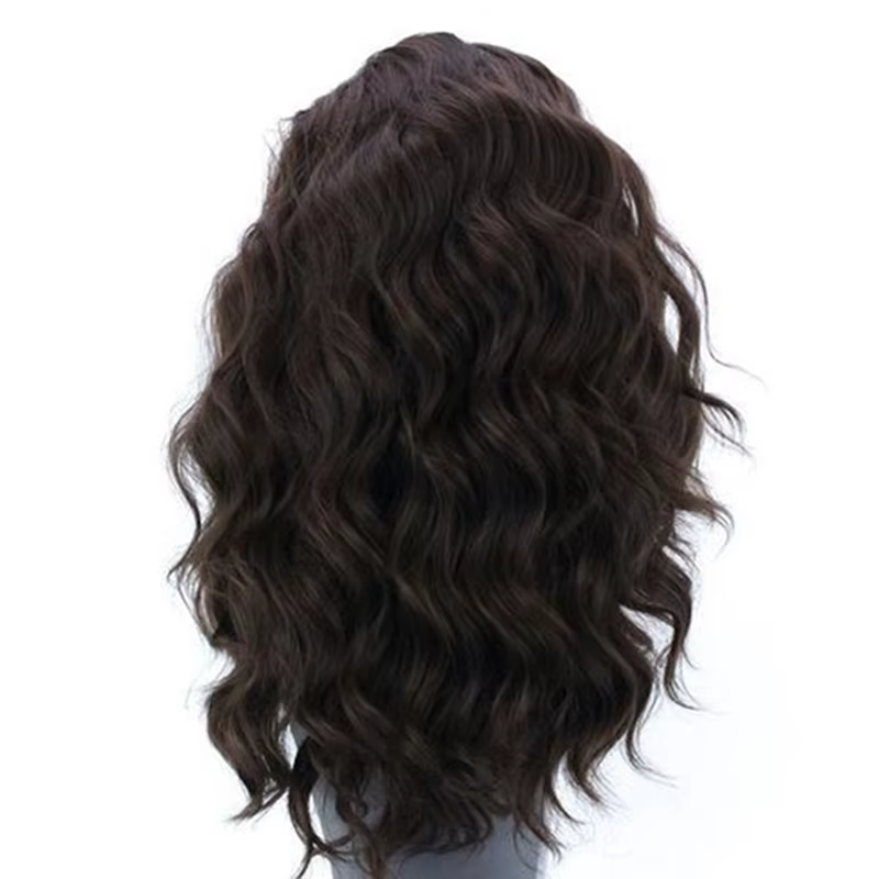 AIMEYA – perruque Lace Front wig synthétique ondulée brune
