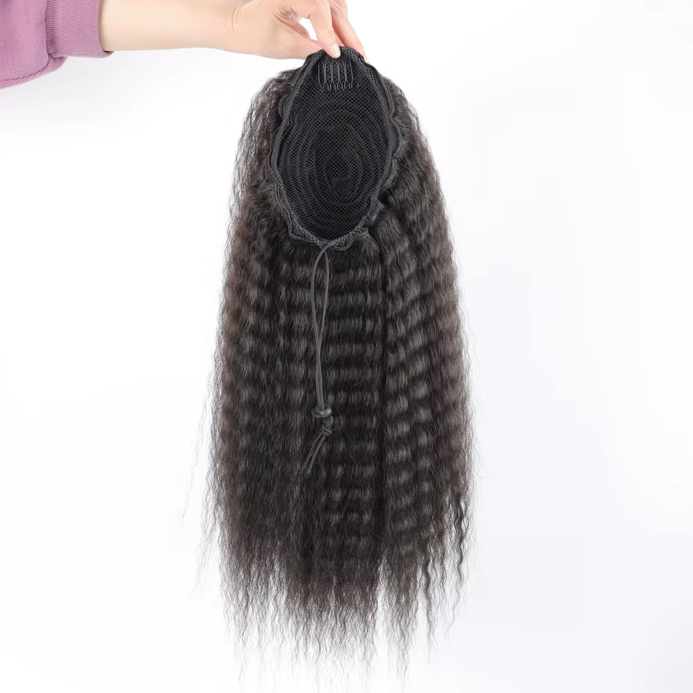 Faux cordon synthétique queue de cheval Extension de cheveux élastique pour les femmes crépus bouclés