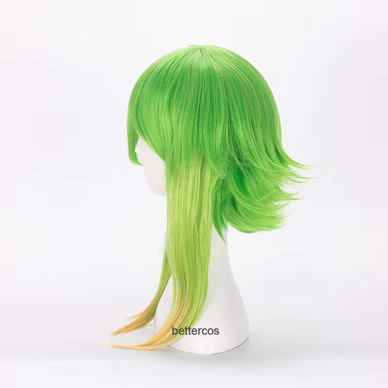 Vocaloid Megpoid Gumi Cosplay perruque 45 cm vert doré Ombre courte couches moelleux résistant à la chaleur synthétique
