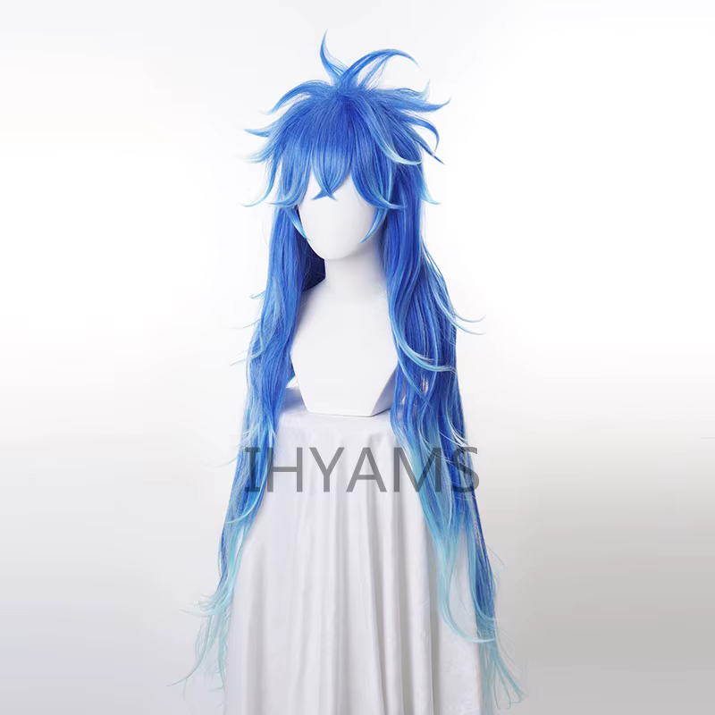 Idia Shroud perruque Cosplay Hercules Hades cheveux synthétiques Halloween hommes femmes unisexe jeu de rôle mixte bleu longue perruque + bonnet de perruque