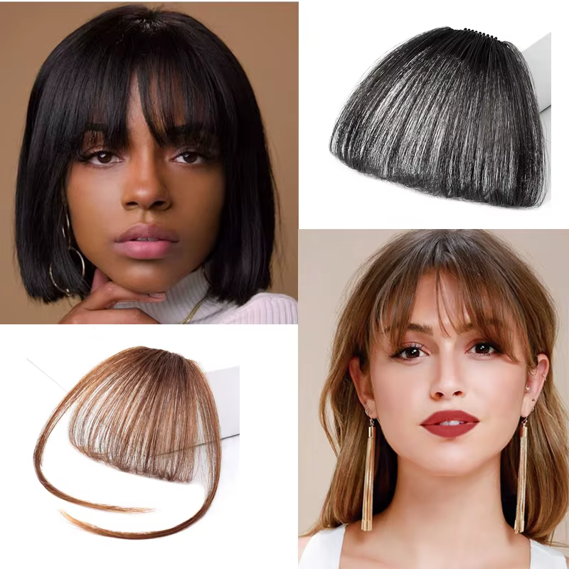 Extensions de cheveux frange à clipser pour femmes
