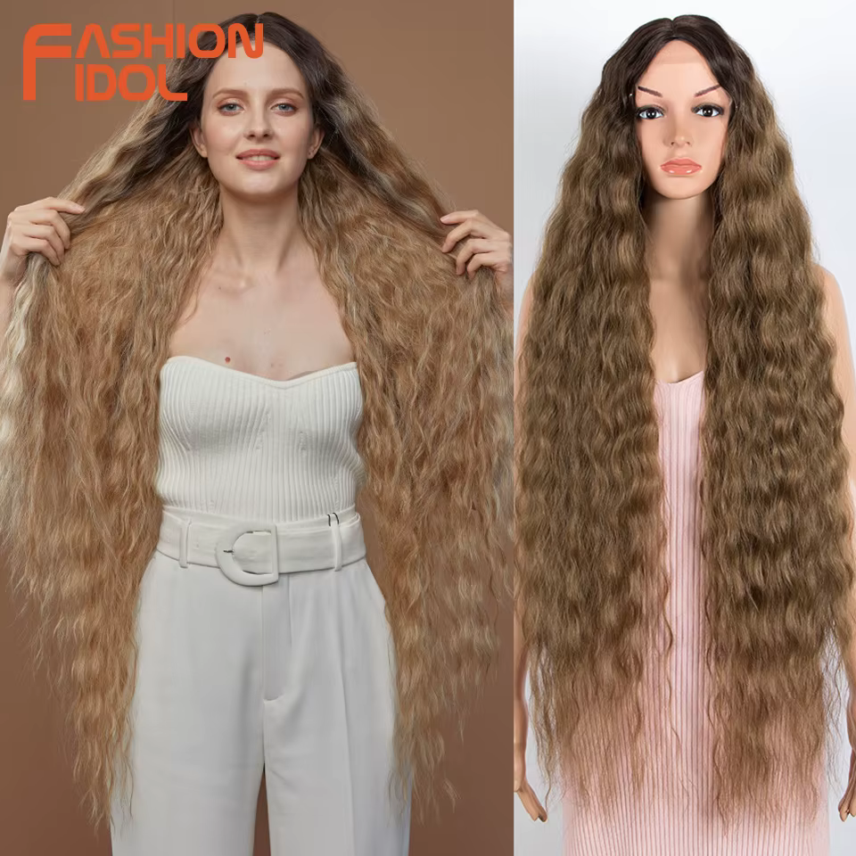 Perruques synthétiques Cosplay vague lâche cheveux avant de lacet