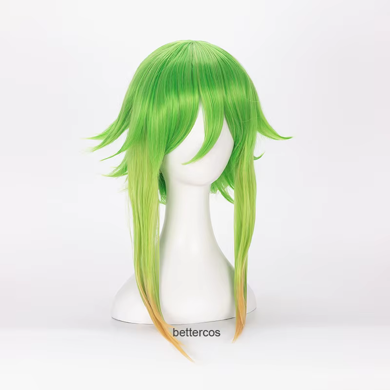 Vocaloid Megpoid Gumi Cosplay perruque 45 cm vert doré Ombre courte couches moelleux résistant à la chaleur synthétique