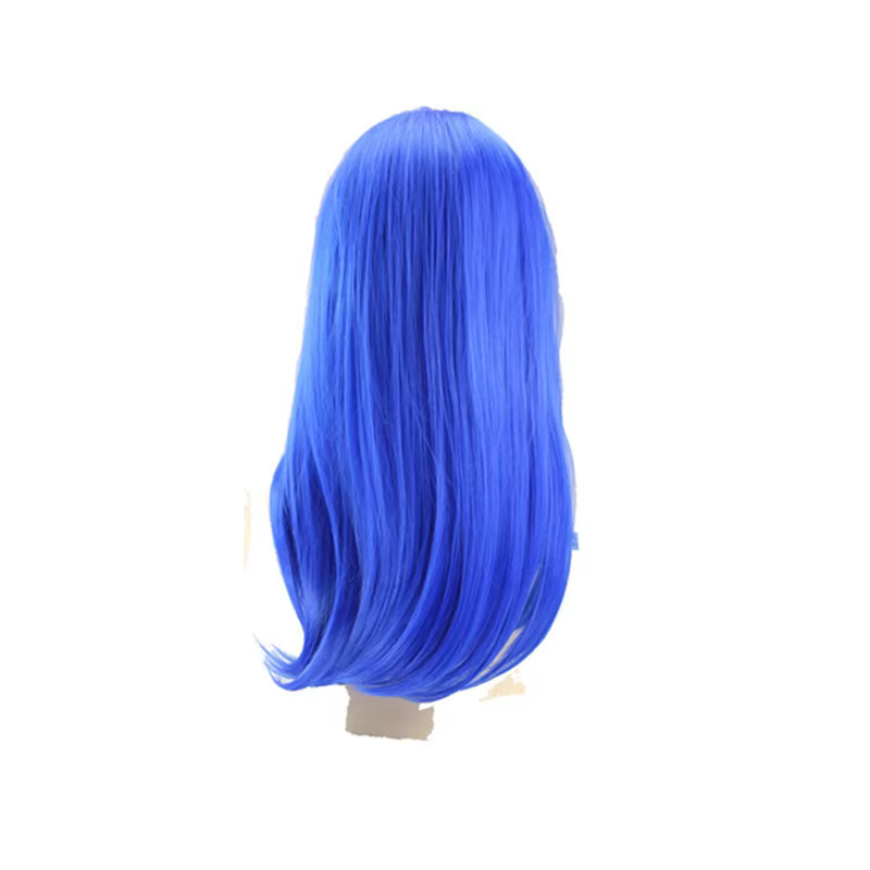 Perruque femme perruques droites perruque de cheveux synthétiques avec frange femme Cosplay perruques rouge bleu rose blanc vert Orange bordeaux marron