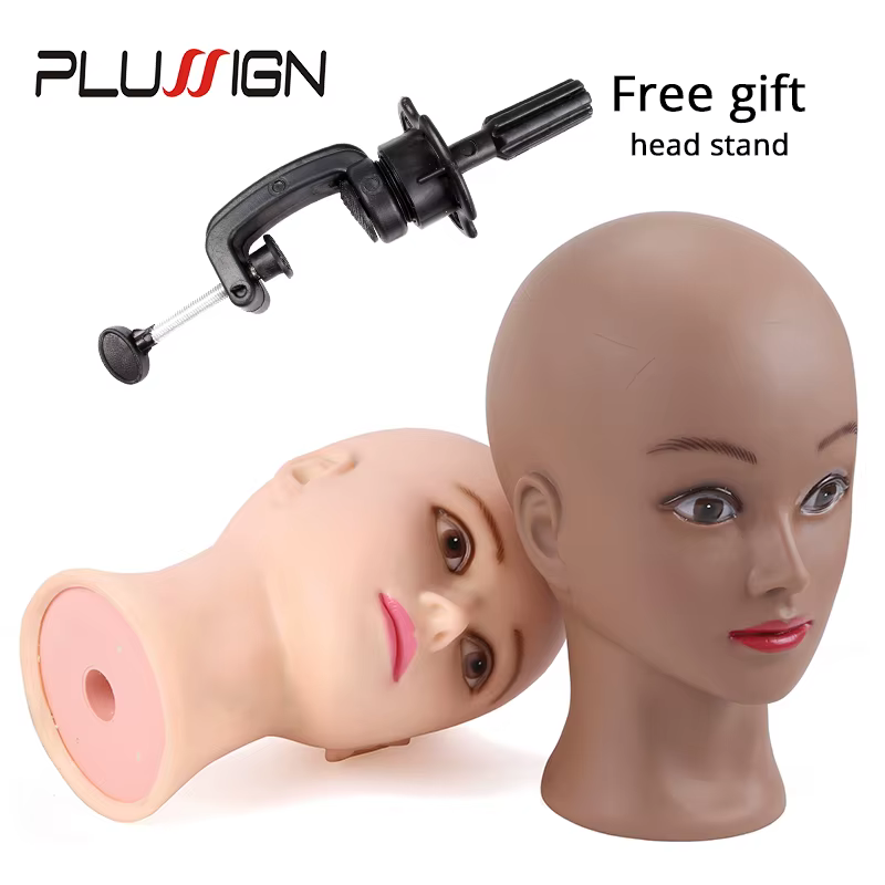 Tête de mannequin chauve avec pince