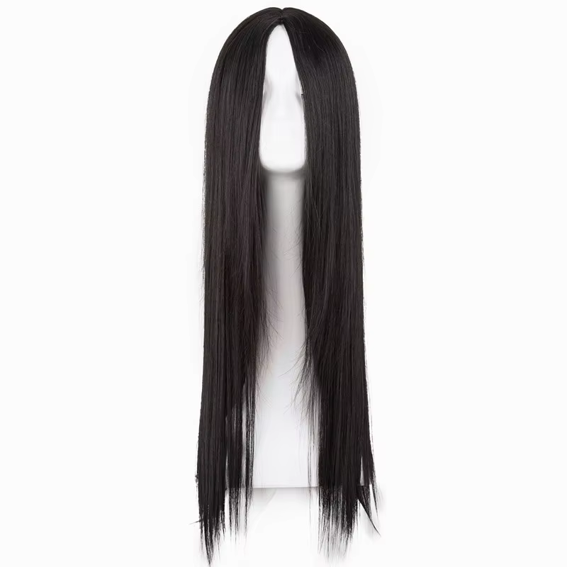 Perruque rouge synthétique longue et lisse