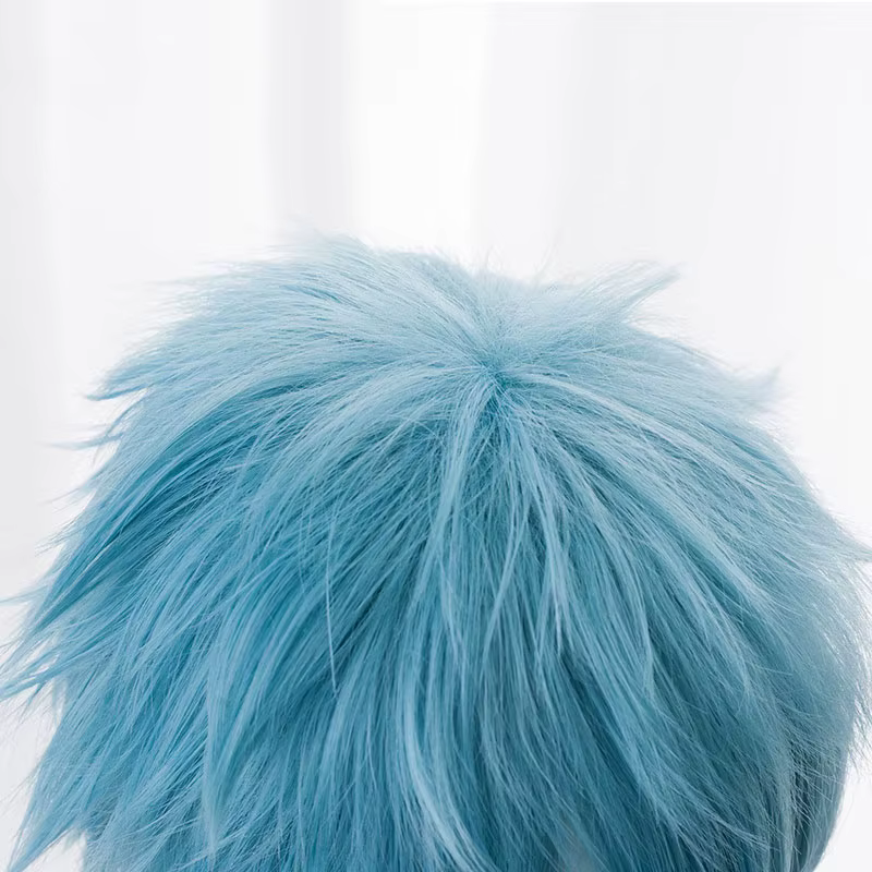 Anime My Academia Boku no Hiro Akademia Shigaraki Tomura perruques courtes gris bleu mixte bouclés Cosplay perruque +