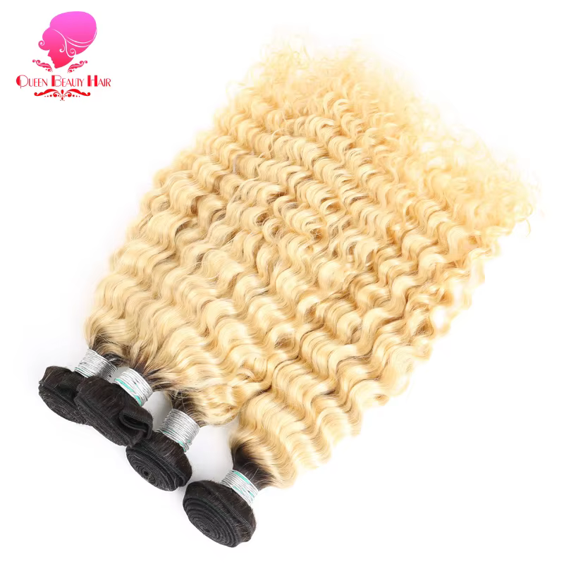 Reine 1/3/4 Bundle 1B 613 Ombre Blonde Platine couleur deux tons racines foncées malaisienne vague profonde