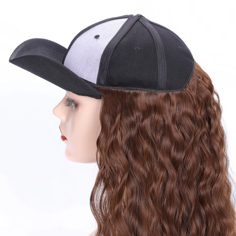 Jeedou Casquette de Baseball Perruque Synthétique Instantanée Droite à Bouclés Interrupteur D'apparence Naturelle