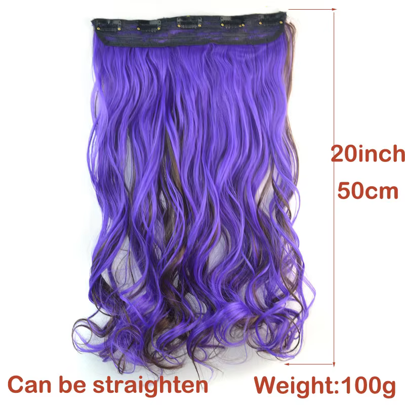 Jeedou une pièce synthétique Clip-in Extension de cheveux Ombre ondulé noir bleu dégradé moderne Cosplay boîte de nuit Style postiche