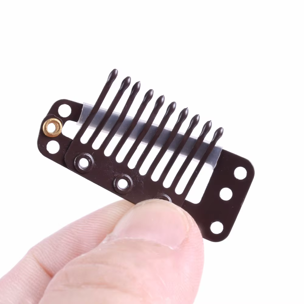 Perruques pinces à cheveux 100 pièces 36mm 10 dents Clips à pression avec dos en silicone pour Extension accessoires