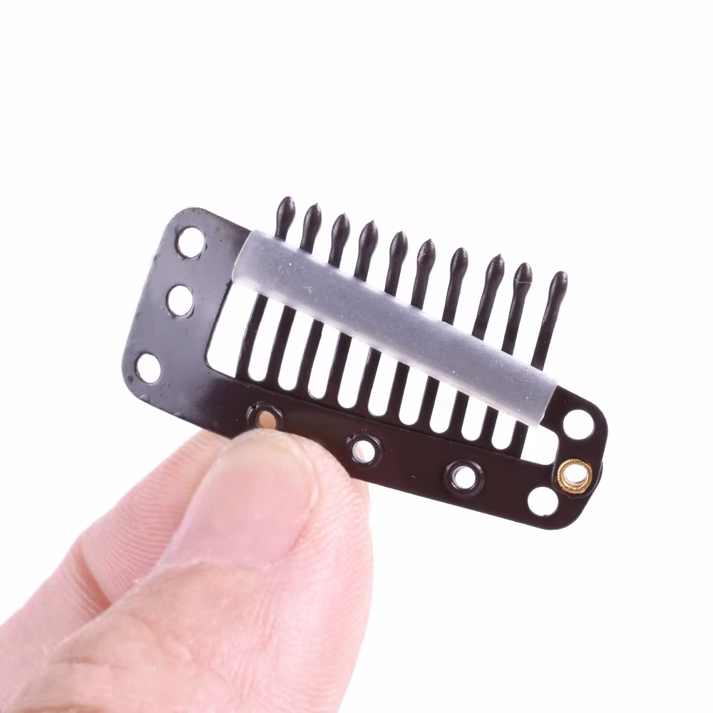 Perruques pinces à cheveux 100 pièces 36mm 10 dents Clips à pression avec dos en silicone pour Extension accessoires