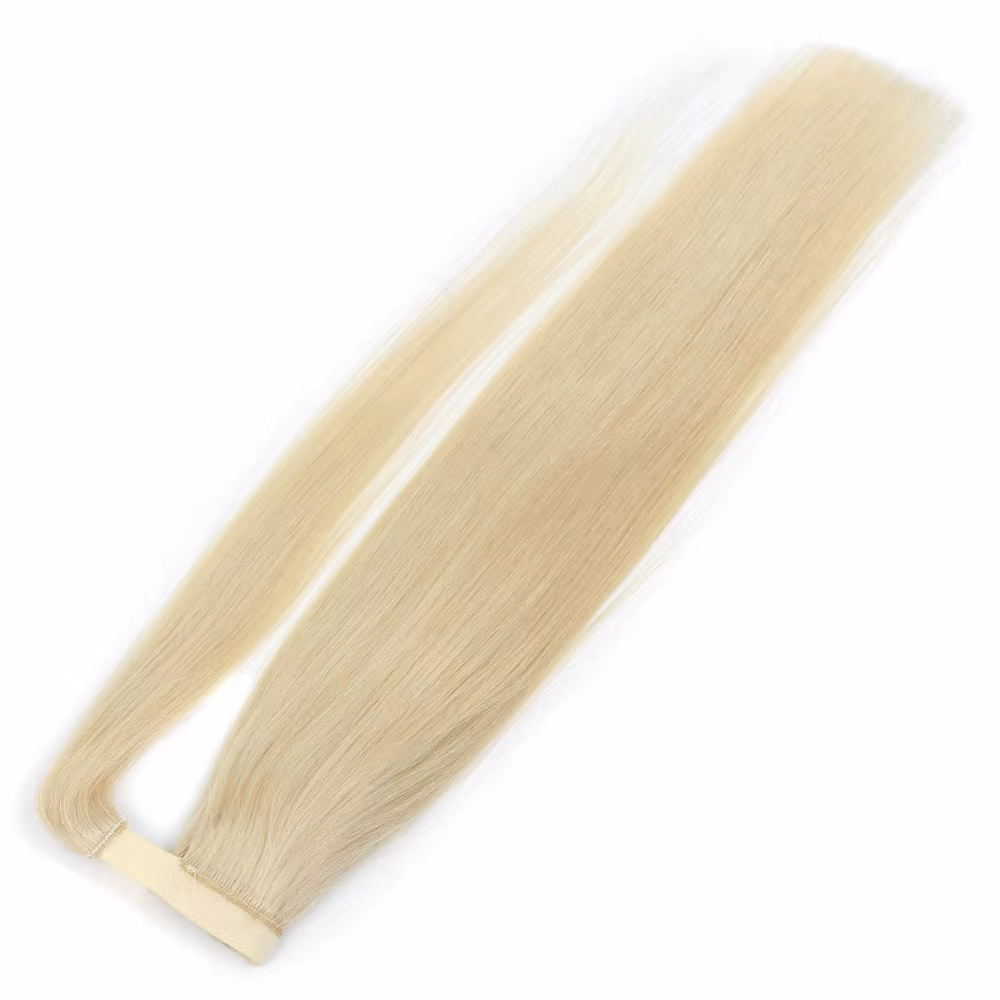 BHF 100% cheveux humains queue de cheval brésilienne Remy queue de cheval envelopper autour de la perruque de prêle 120g postiches queues droites naturelles