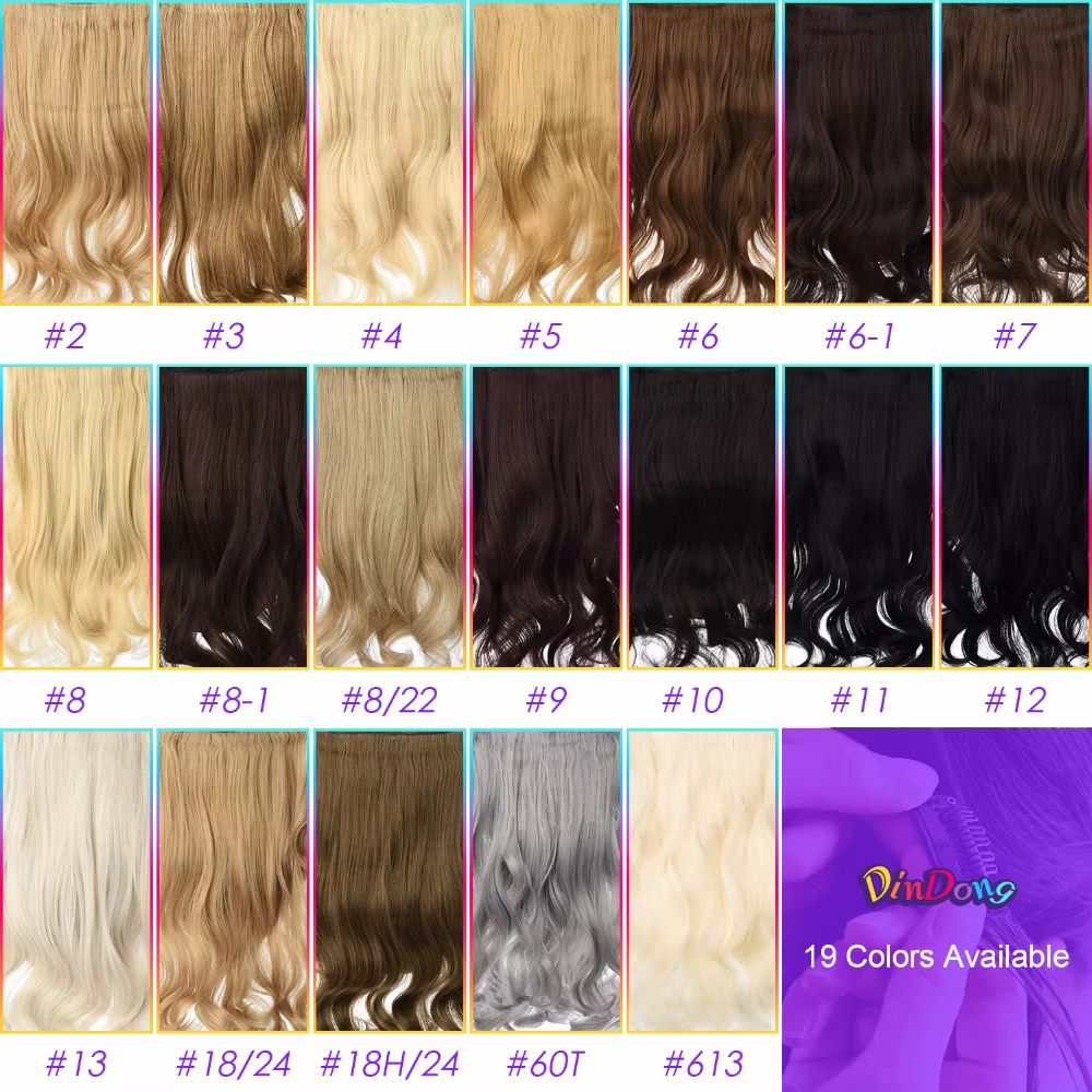 Clips dans les extensions de cheveux 32 pouces synthétiques ondulés 210G Premium