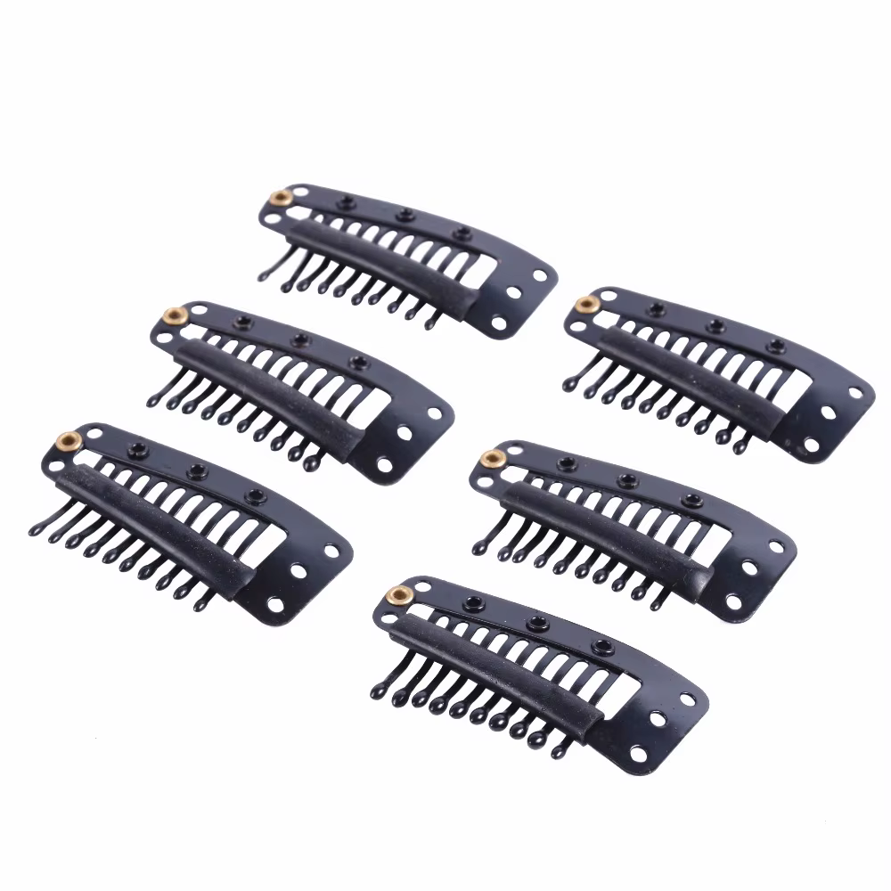 Perruques pinces à cheveux 100 pièces 36mm 10 dents Clips à pression avec dos en silicone pour Extension accessoires