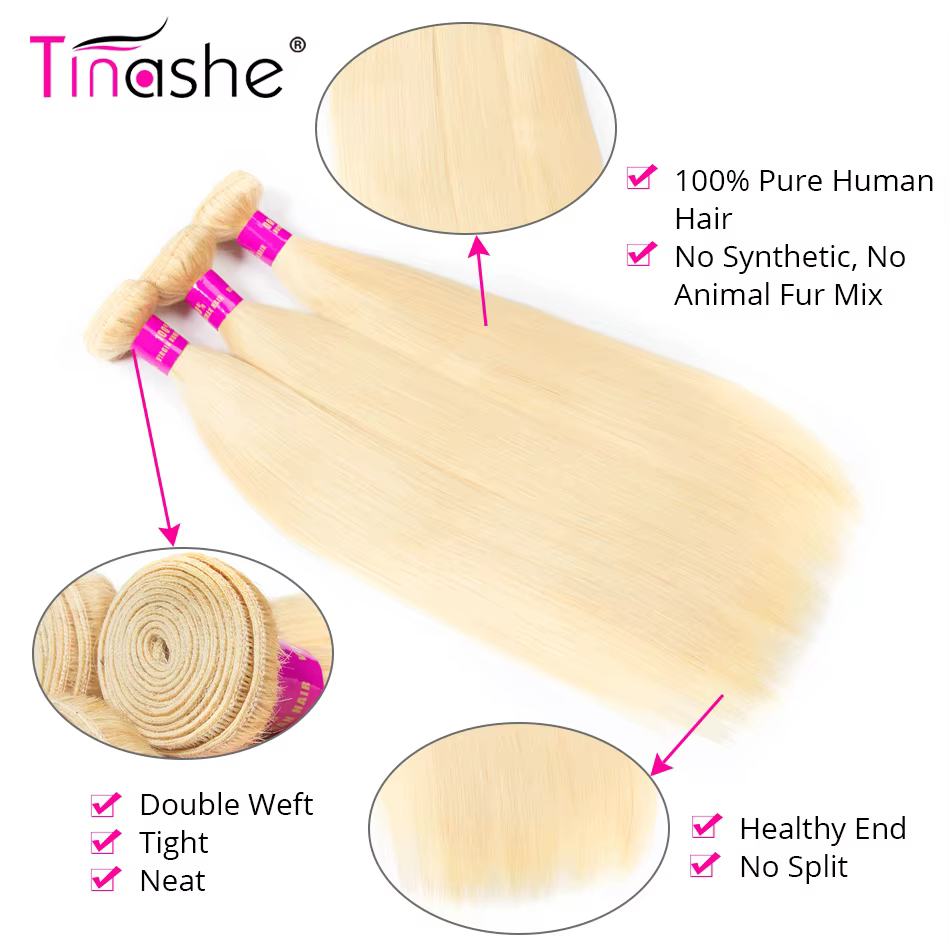 Tinashe 613 blond cheveux brésiliens armure paquets Remy