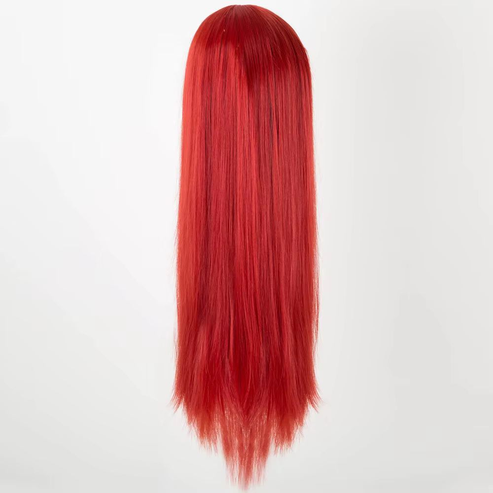 Perruque rouge synthétique longue et lisse