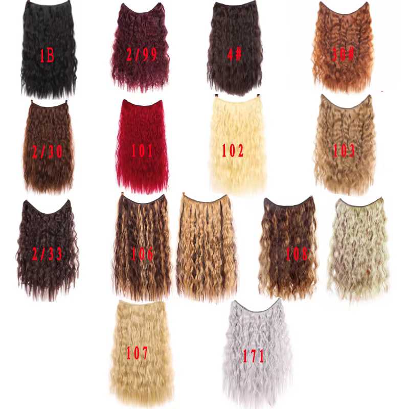 Allaosify Extensions de cheveux synthétiques 24 "fil Invisible sans pince dans