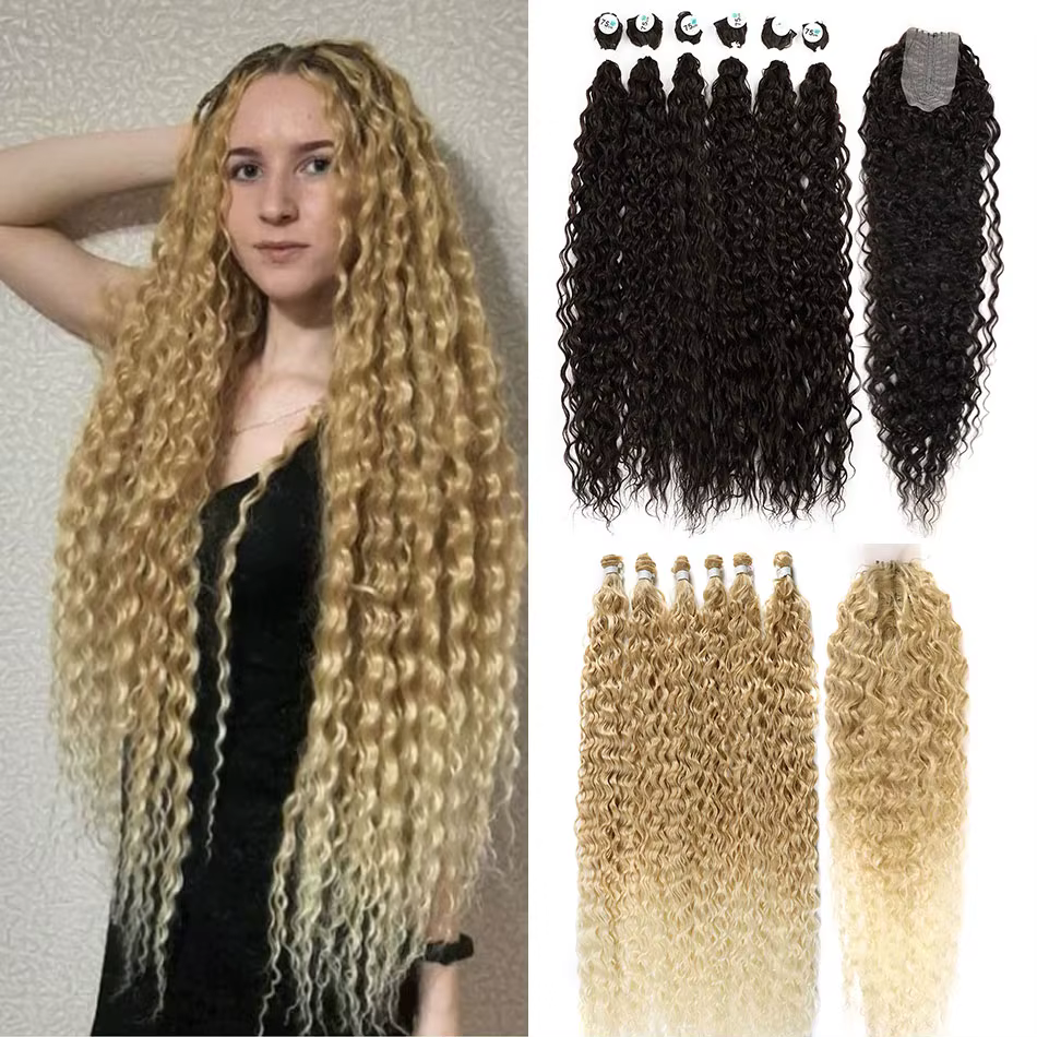 Extensions de cheveux synthétiques avec Closure