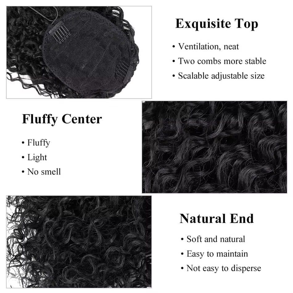 Extensions de faux cheveux synthétiques 30 pouces de Long crépus bouclés cordon queue de cheval pince organique en