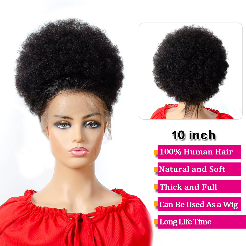 Afro crépus bouclés cordon queue de cheval pince à cheveux humains dans les Extensions