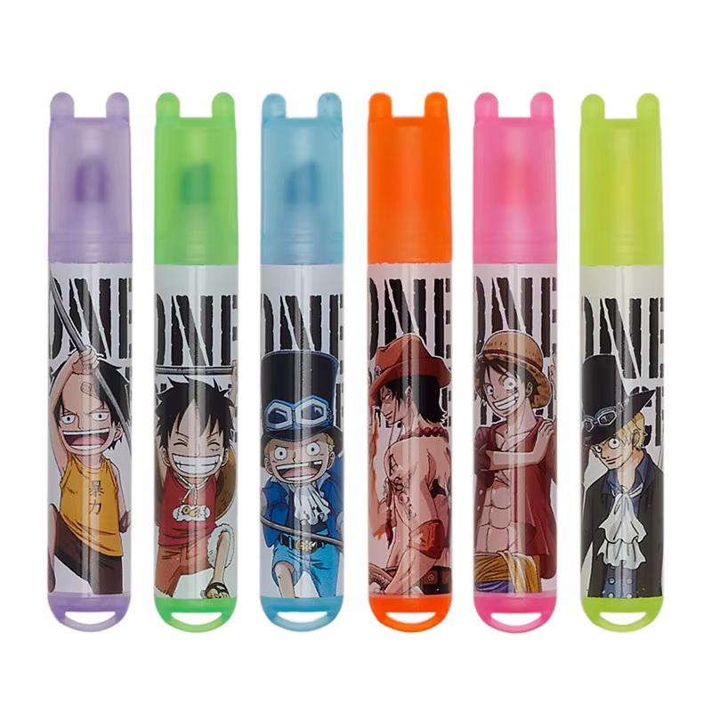 Stylo surligneur à Fluorescence 6 couleurs, marque d'art de la série dessin animé, papeterie scolaire et de bureau, petit Mini dessin peinture kawaii