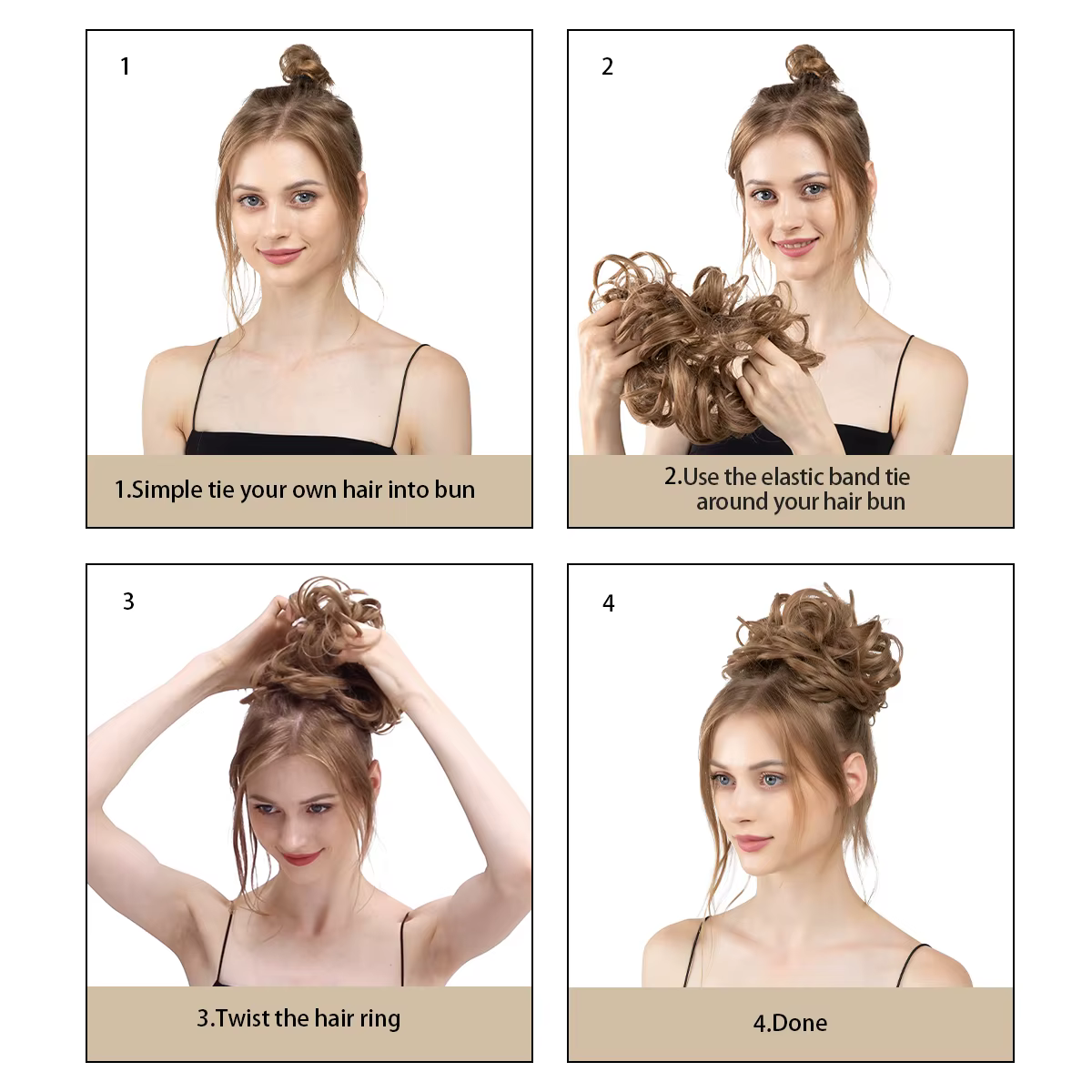 Chignon synthétique en désordre à usage quotidien