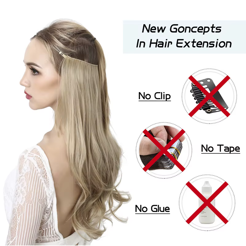Extensions de cheveux synthétiques sans Clips